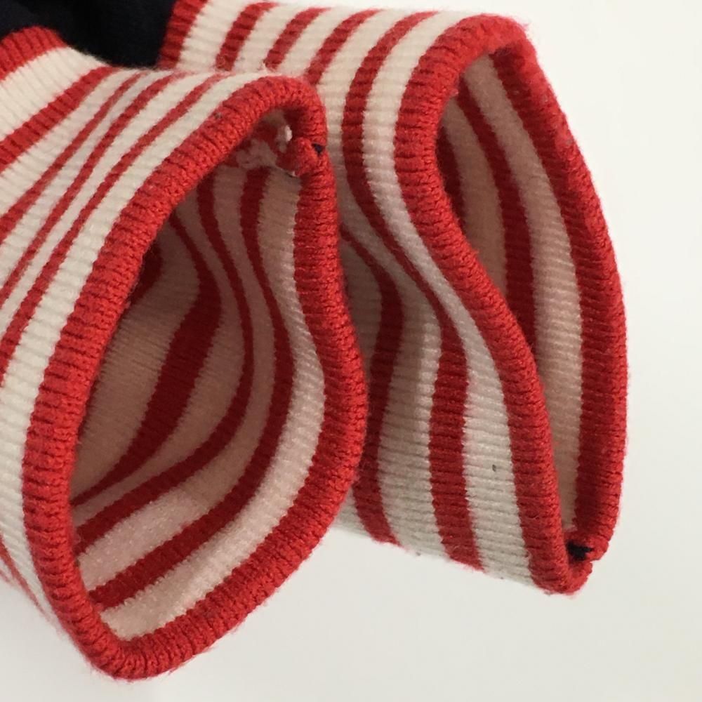 美品】アンパスィ セーター ネイビー×レッド ハーフジップ 裏地付