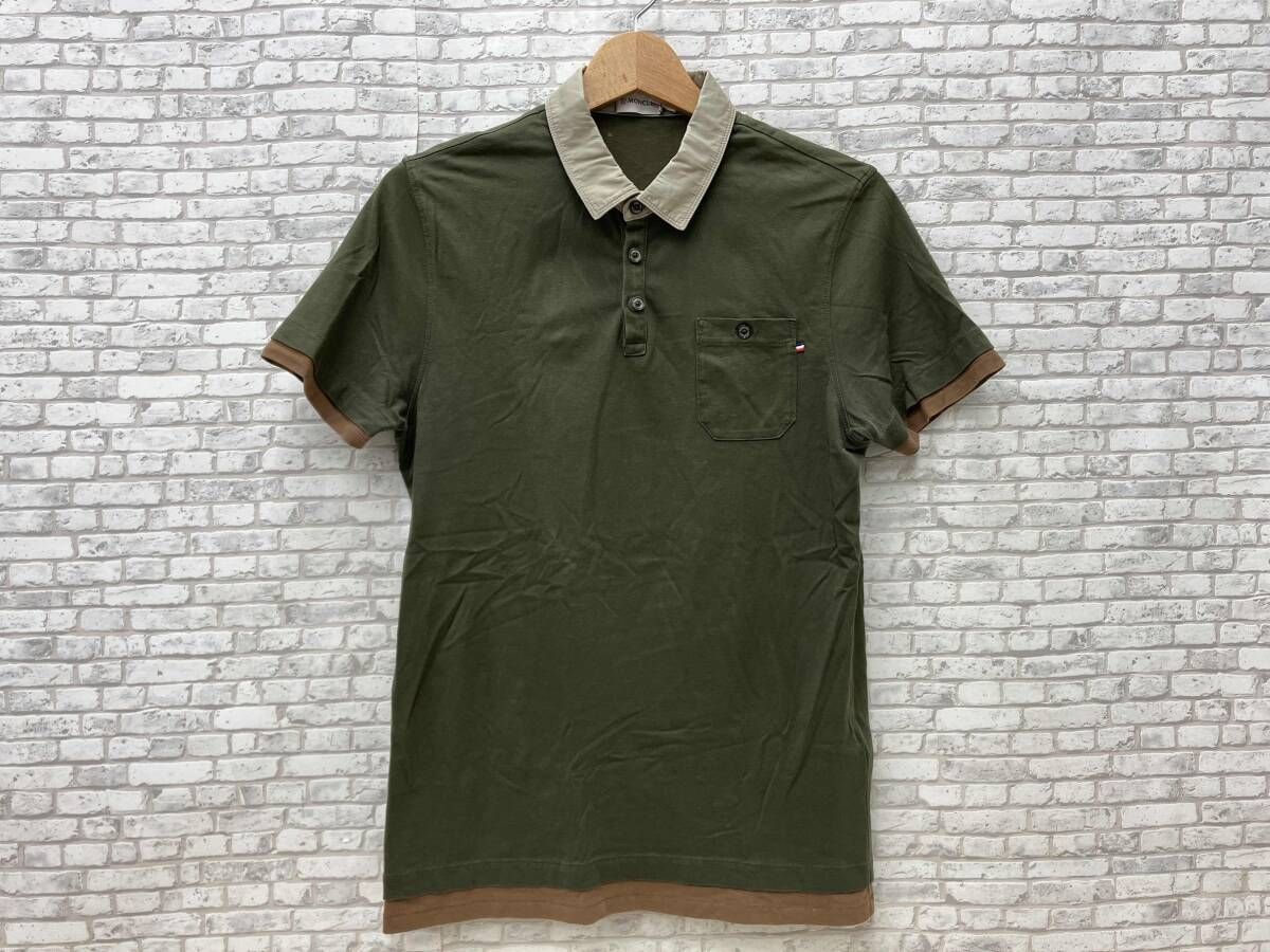 MONCLER モンクレール 半袖ポロシャツ 141-091-83065-00 80301 コットン サイズS カーキ×ベージュ×ブラウン