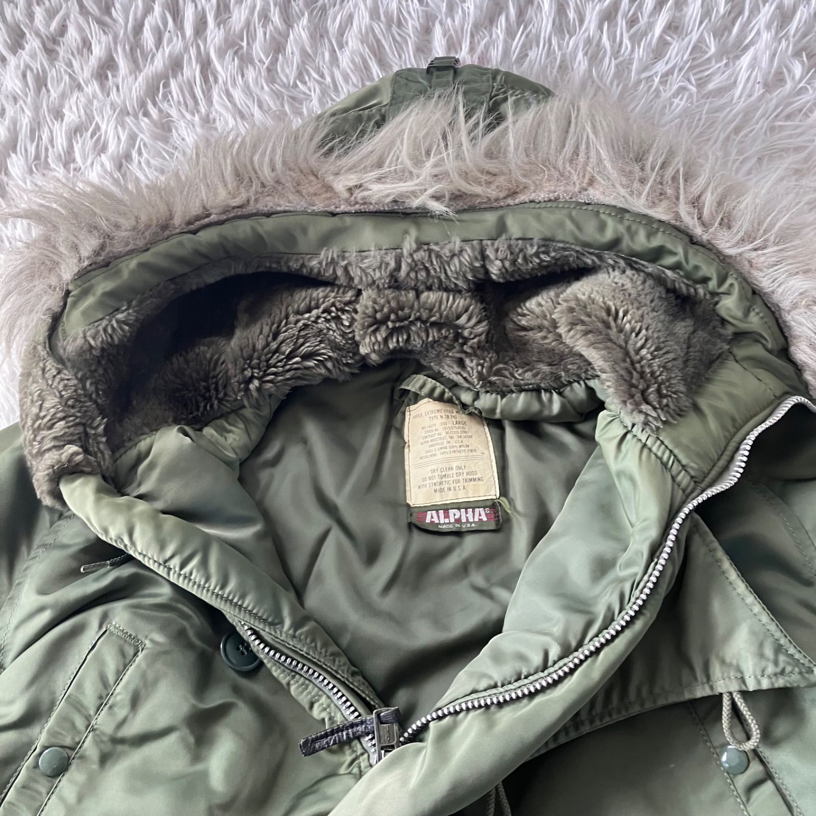 送料無料 状態良 ALPHA 本物 80s USA製 3本タグ フライトジャケット L