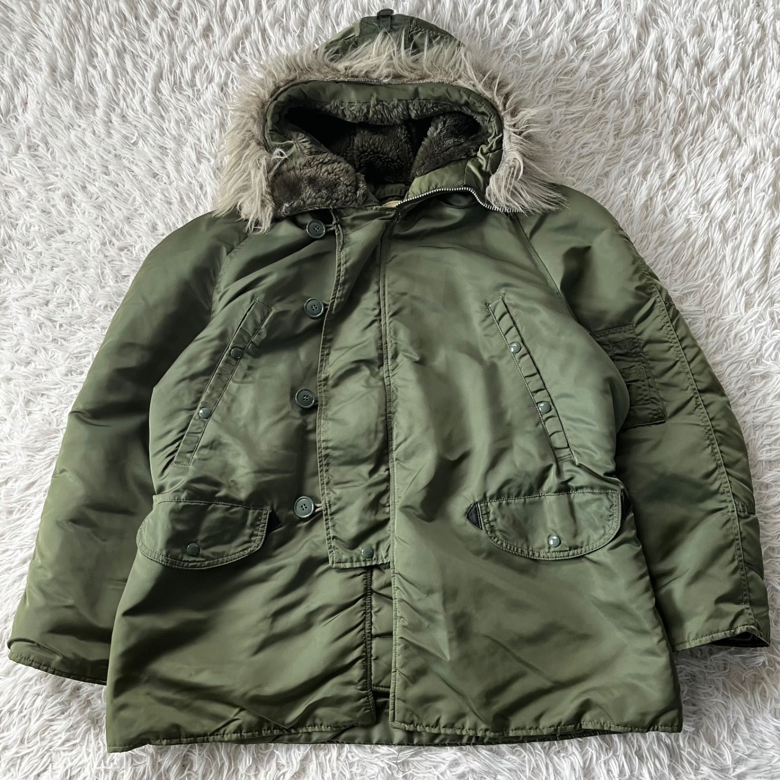 送料無料 状態良 ALPHA 本物 80s USA製 3本タグ フライトジャケット L 民生