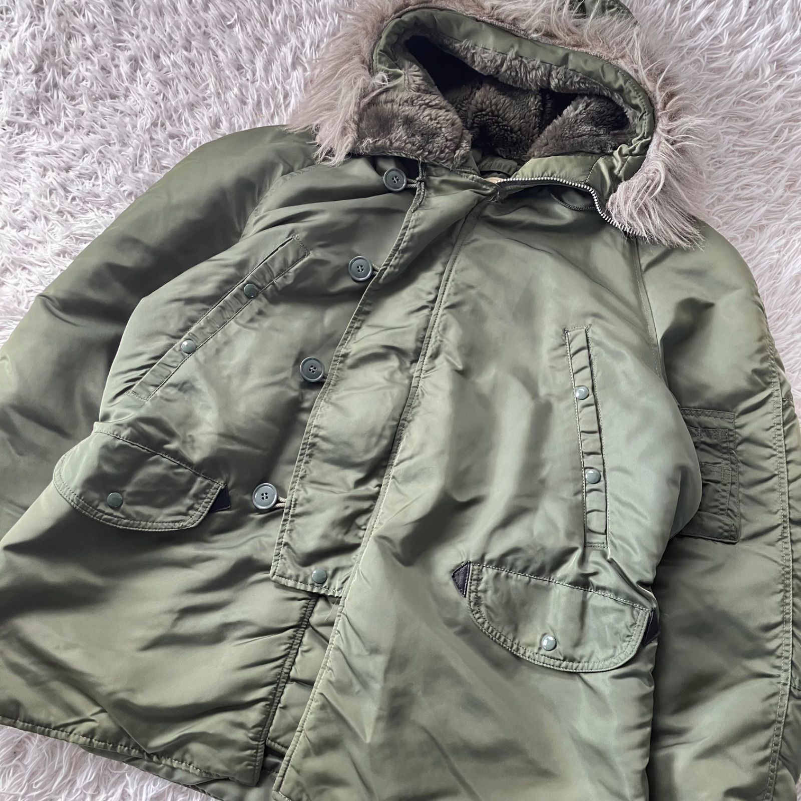 送料無料 状態良 ALPHA 本物 80s USA製 3本タグ フライトジャケット L