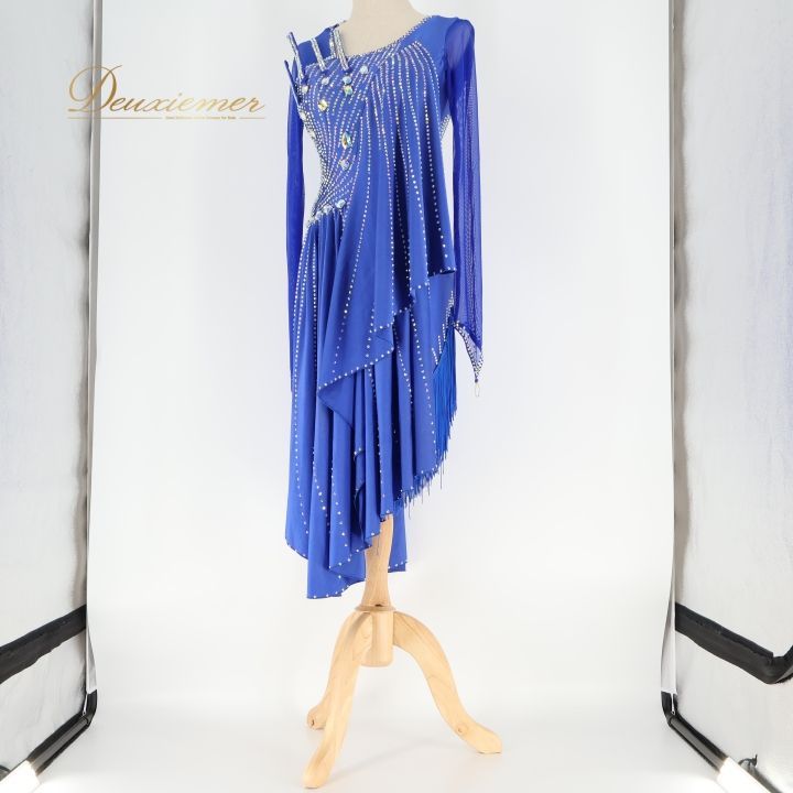 社交ダンス 衣装 ラテン ドレス ワンピース ラテンドレス 青 ブルー系