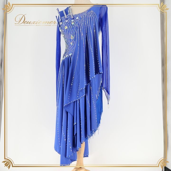 社交ダンス 衣装 ラテン ドレス ワンピース ラテンドレス 青 ブルー系