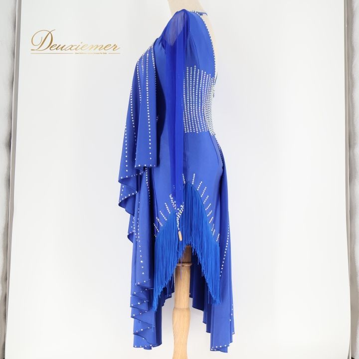 社交ダンス 衣装 ラテン ドレス ワンピース ラテンドレス 青 ブルー系