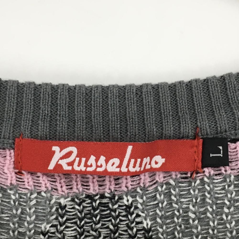 美品】ラッセルノ ニットベスト 黒×グレー×ピンク ドット レディース L