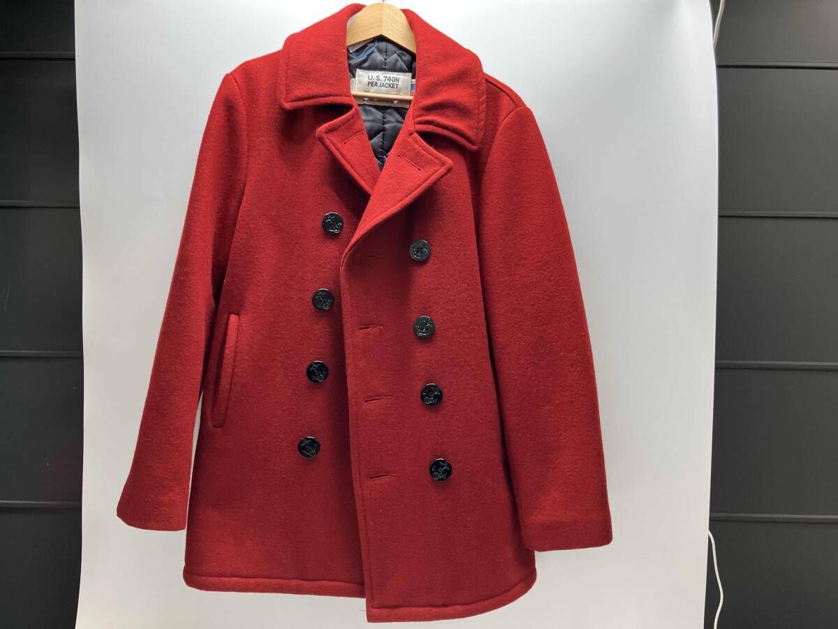 冬 SCHOTT U.S. 740N PEA JACKET ショット ピ-コ-ト サイズ36 レッド