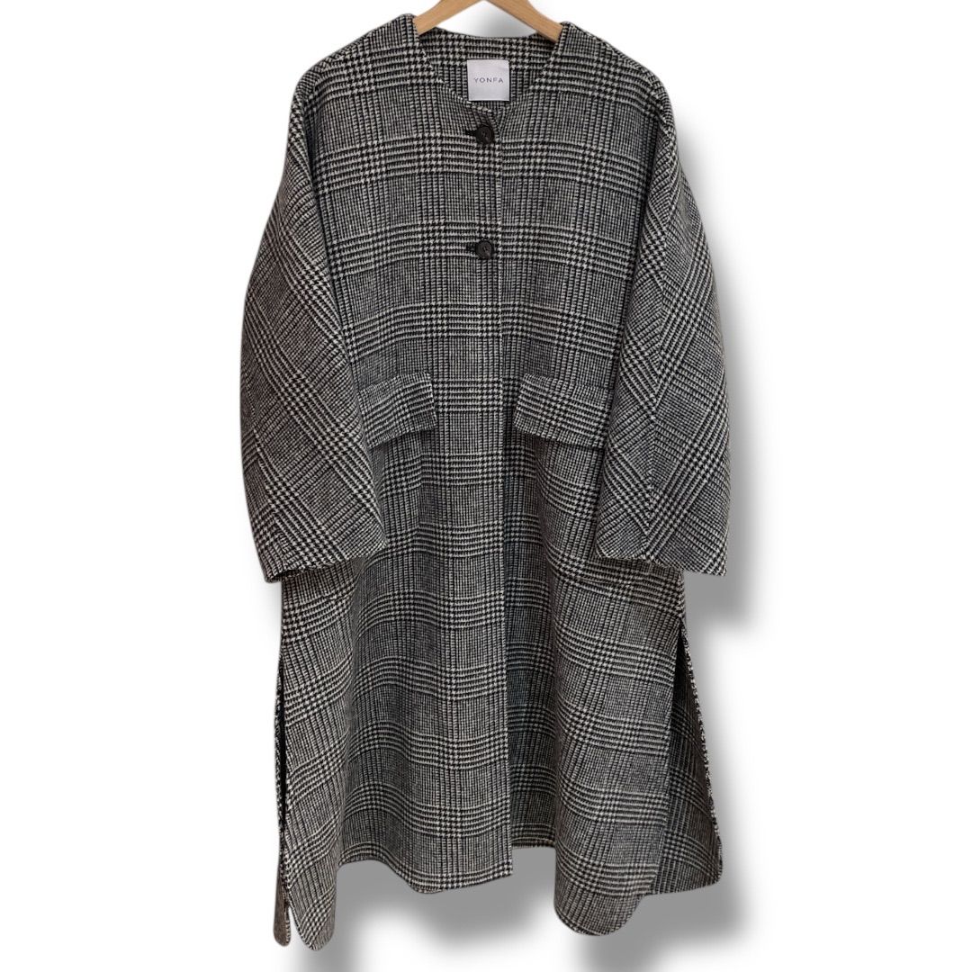 YONFA ヨンファ Aラインウールリバーコート Aラインシルエット 裏地