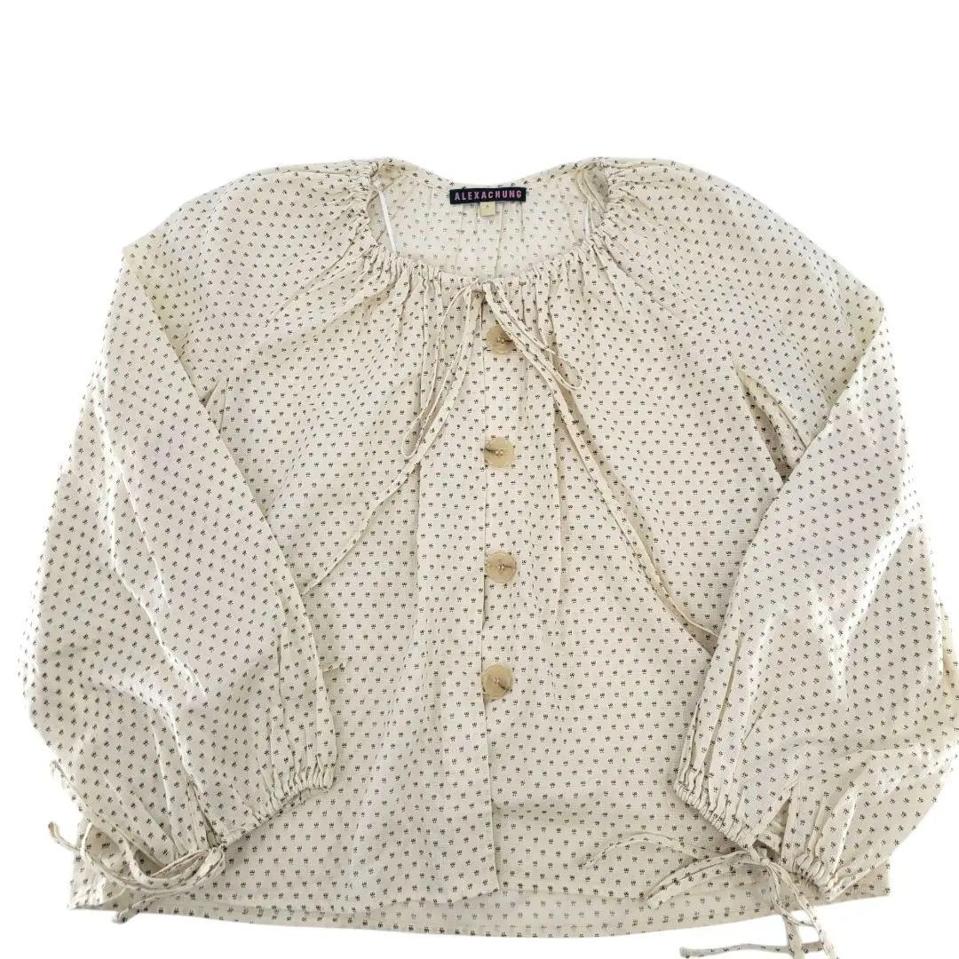 美品】ALEXA CHUNG アレクサチャン ブラウス ノーカラーシャツ 薄手 花