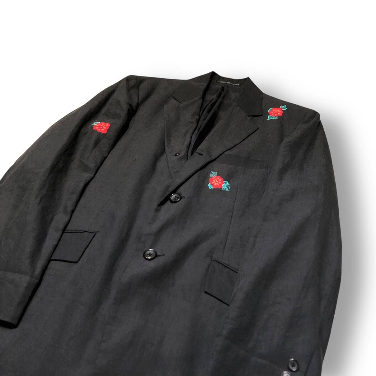 98SS Yohji Yamamoto POUR HOMME 花刺繍リネンテーラードジャケット M