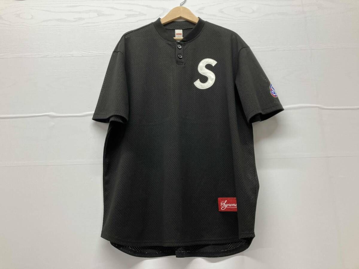 Supreme シュプリーム s logo baseball henley 半袖Tシャツ BLK 黒