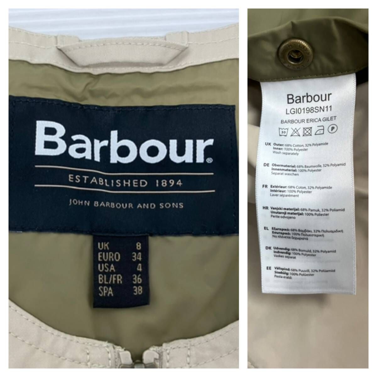 BARBOUR バブアー マルチポケット ベスト サイズUK 8 ベージュ系 通年 カーゴパンツ 通勤対応