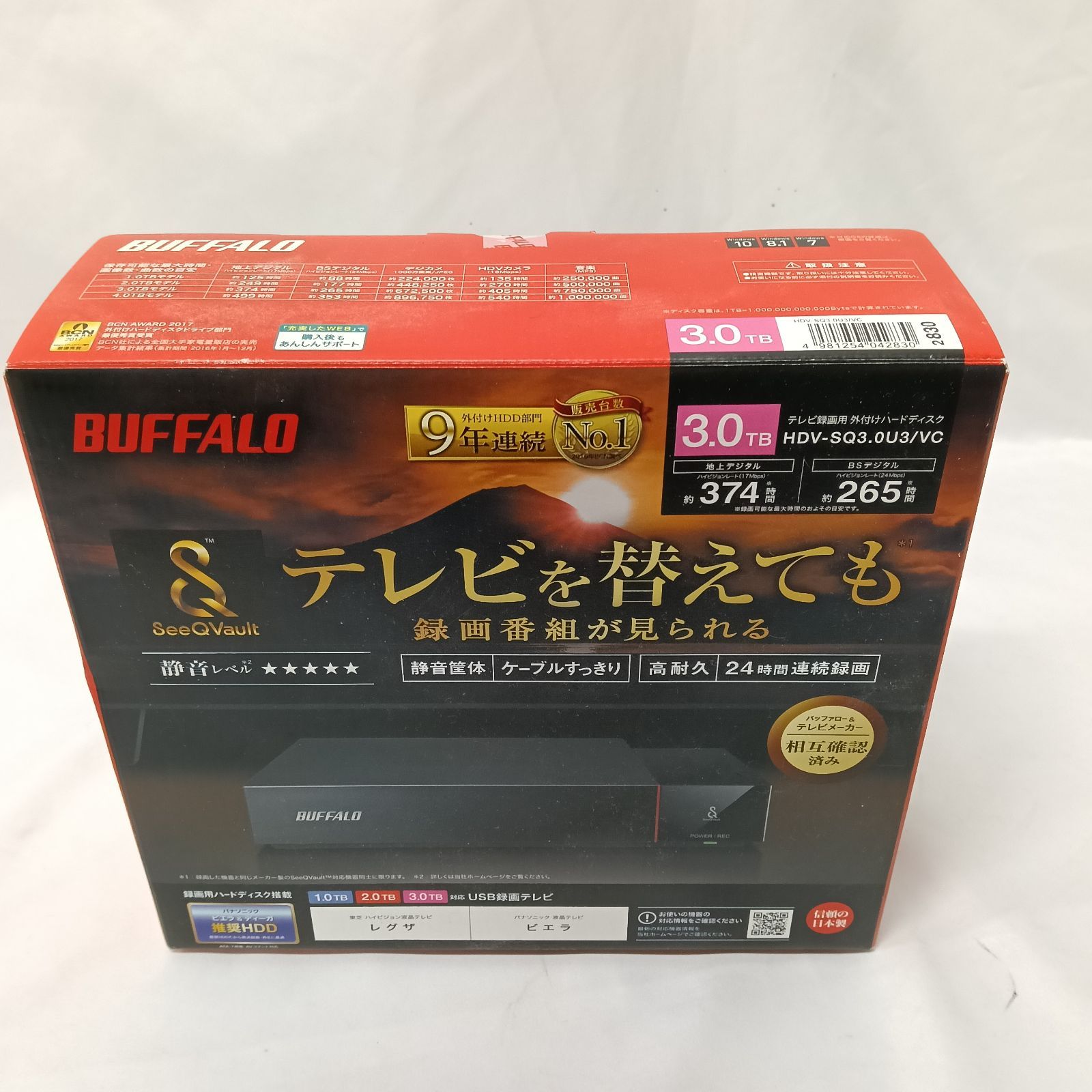 新品】BUFFALO 録画用HDD 3TB SeeQVault対応 HDV-SQ3.0U3/VC 24時間