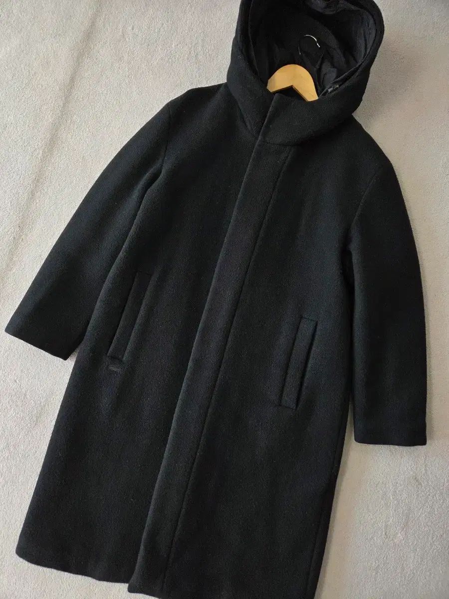 95 ラコステ セミオーバーサイズ ウール フーデッドコート