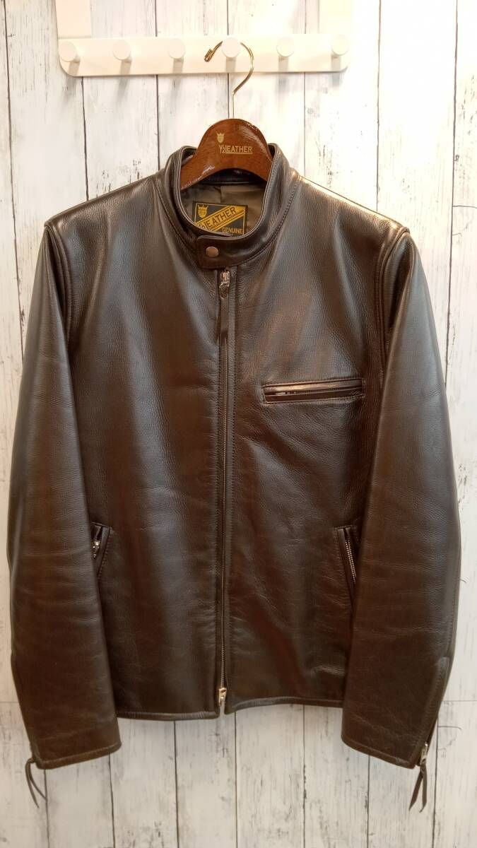 Y＇2 LEATHER ワイツーレザー サイズ38 ブラウン ステアレザ- シングルライダ-ス レザージャケット ライダース