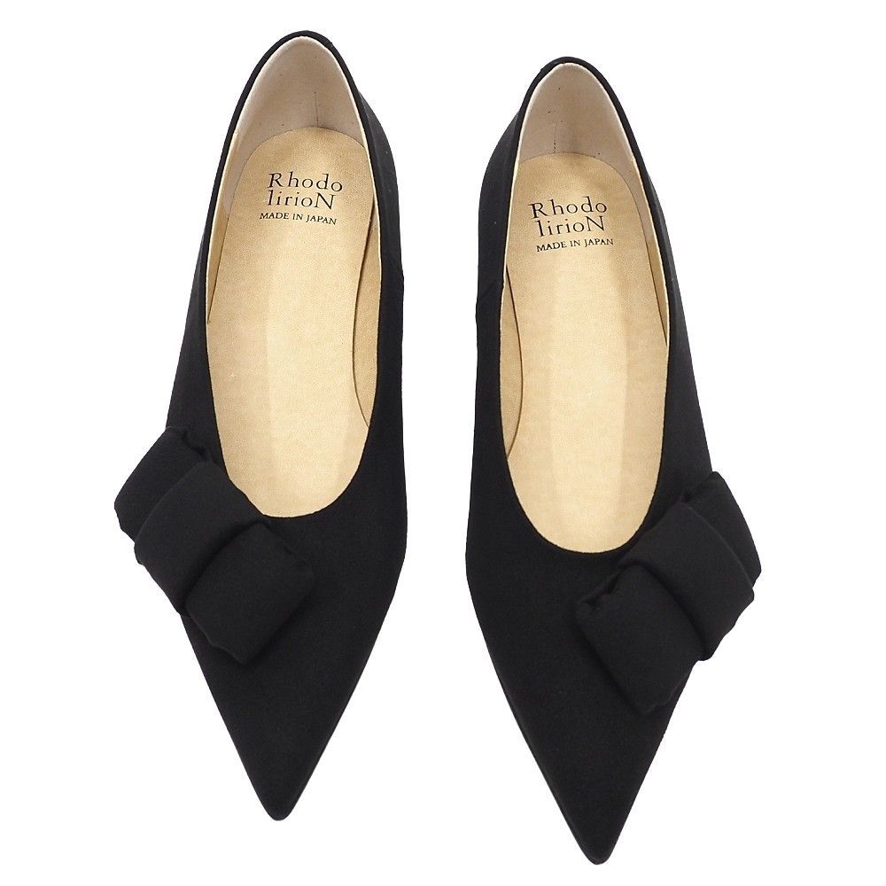 Rhodolirion Ribbon Pointed Toe Pumps パンプス サイズ 38 ブラック フェイクスエードレザー 定価35200円 ロドリリオン レディース 5 L K 06420 KEC 01