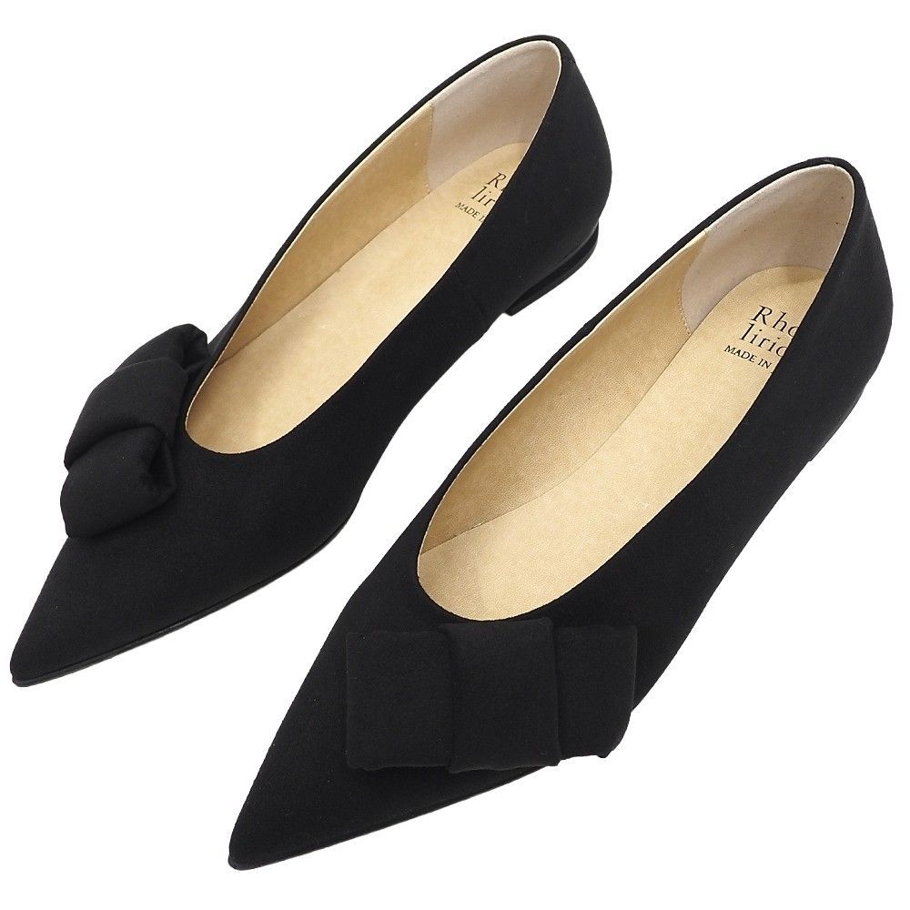 Rhodolirion Ribbon Pointed Toe Pumps パンプス サイズ 38 ブラック フェイクスエードレザー 定価35200円 ロドリリオン レディース 5 L K 06420 KEC 01