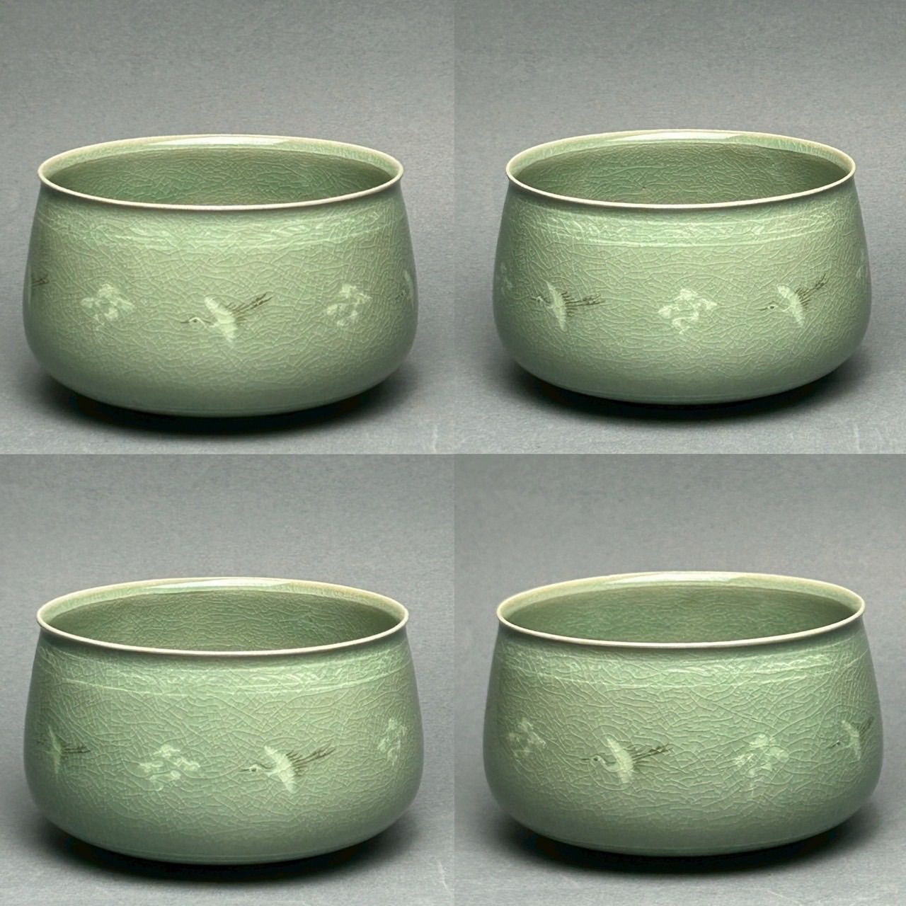 幽玄】韓国人間国宝 柳海剛 高麗 青磁象嵌雲鶴文 茶器 茶碗 - メルカリ