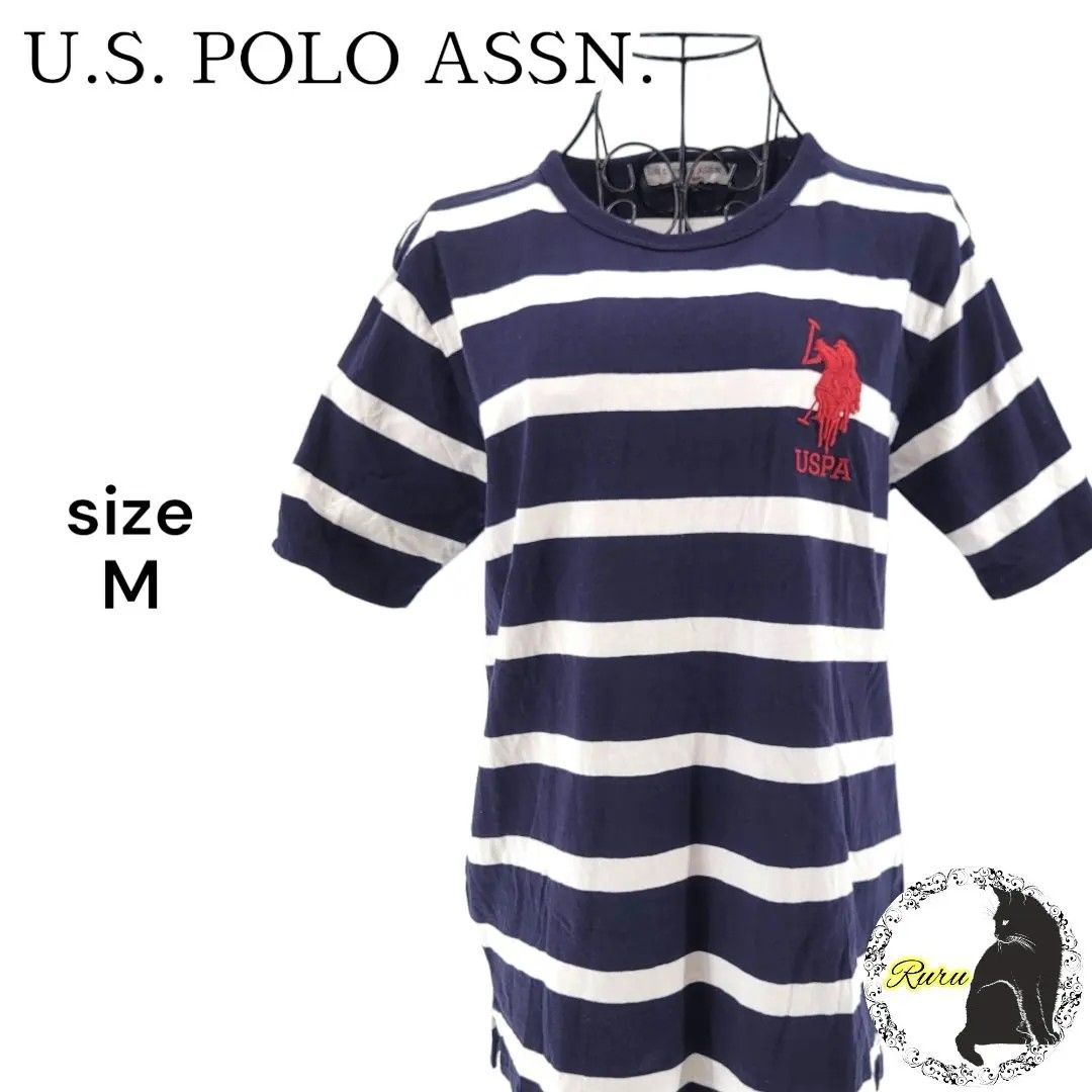 U.S. POLO ASSN. ユーエスポロアッスン 半袖Tシャツ ボーダー ロゴ刺繍 