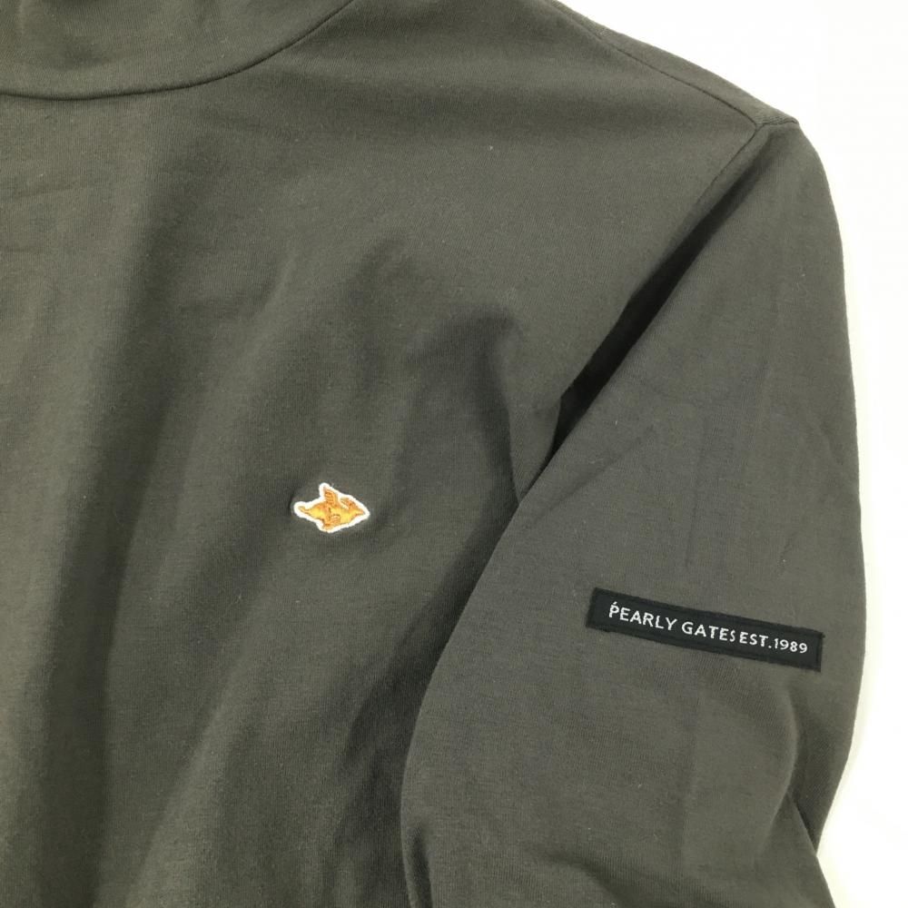 美品】パーリーゲイツ 長袖ハイネックシャツ カーキグレー ストレッチ