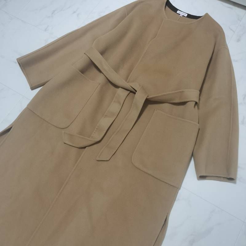 DRESSTERIOR ドレステリア super140 ノーカラーリバーコート ロング丈 