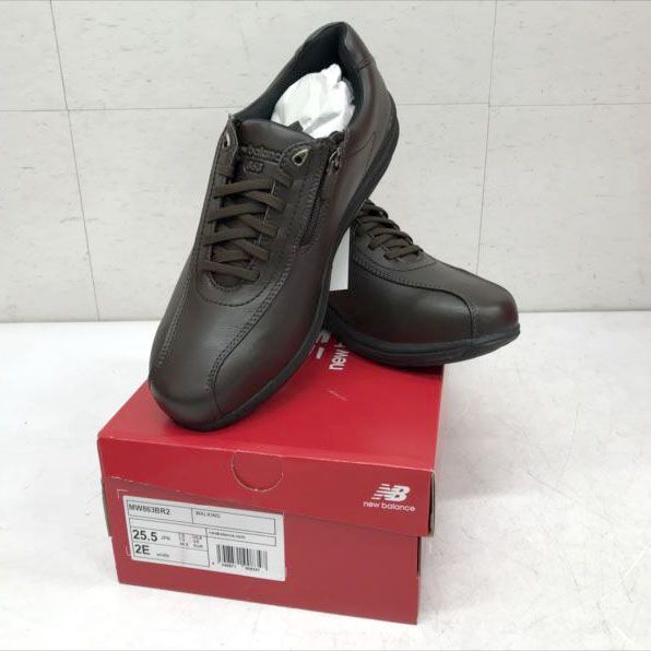 E 0511 balance ニュー ンス ウォーキングシューズ MW 863 防水 ファスナー 幅広 ワイド メンズ 通勤 通学 シューズ スニーカー 靴 くつ BR 2 ブラウン 25.5 cm