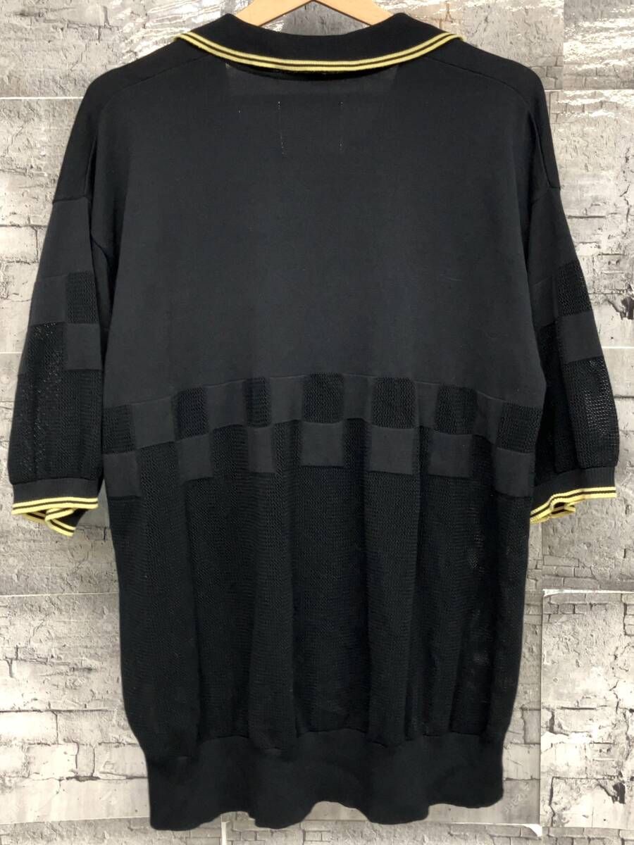 BASE MARK ベースマーク 2 TONE KNIT POLO 半袖ポロシャツ ブラック Lサイズ