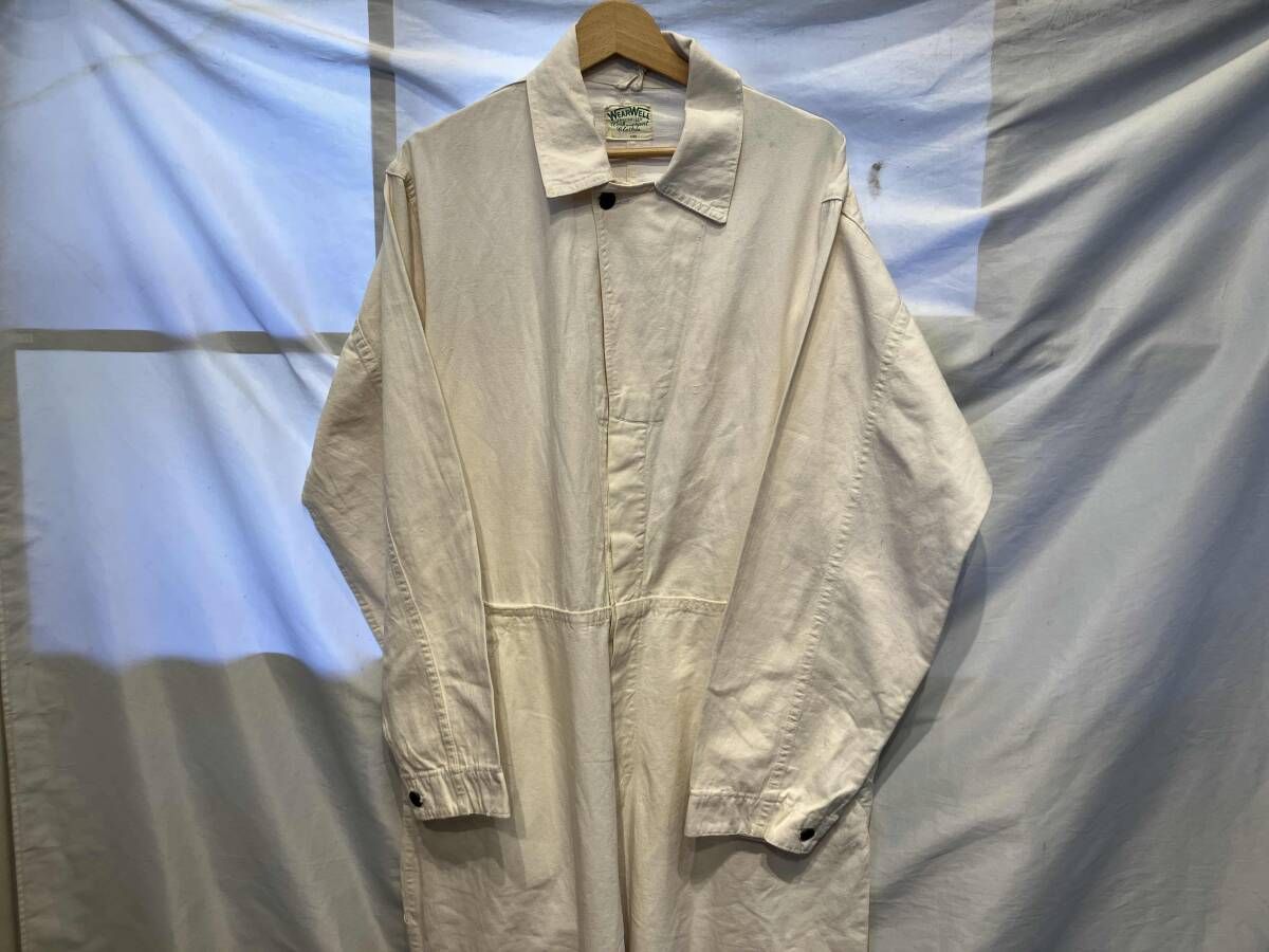 その他ブランド / 40s～/オールインワン/--/コットン/KHK/無地/月桂樹ボタン 40s WEARWELL 月桂樹ボタン オールインワン ホワイト ウェアウェル