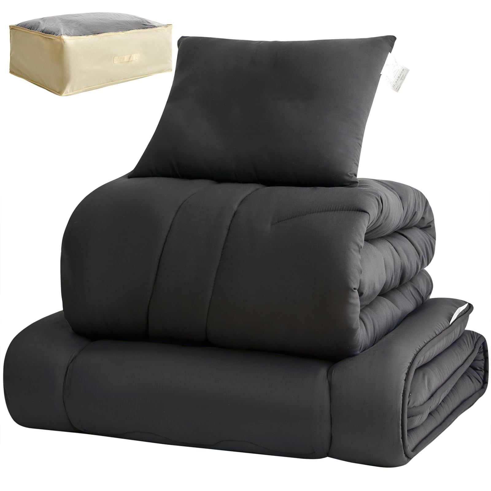 来客用布団セット 防臭 4点セット 寝具セット 中綿1 8 kg 掛け布団 固綿入り敷布団 枕 収納ケース付き ふとんセット SEK認証 セミダブル 柔らかな肌触り 軽量 通気 布団セット 組布団セット アレルギー対策 オールシーズン fuwawa 新生活応援