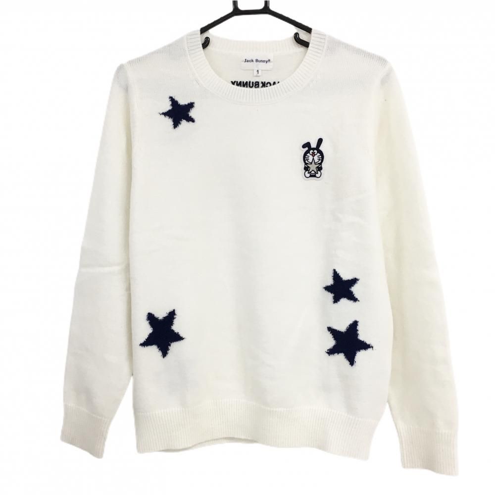 美品】ジャックバニー×ドラえもん セーター 白×ネイビー ワッペン 星
