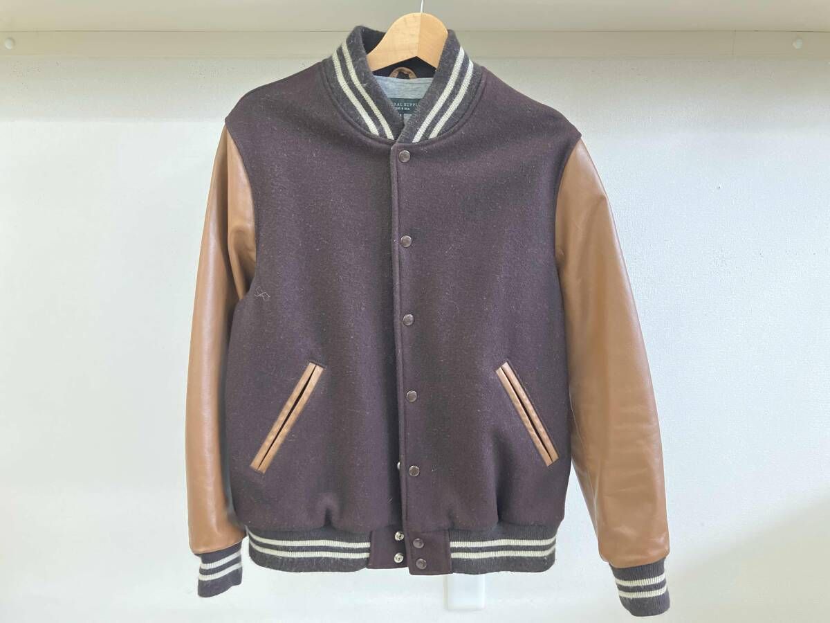 Golden bear／ゴールデンベア／スタジャン/スタジアムジャンパー／バーシティジャケット／USA製／袖革／ブラウン／M