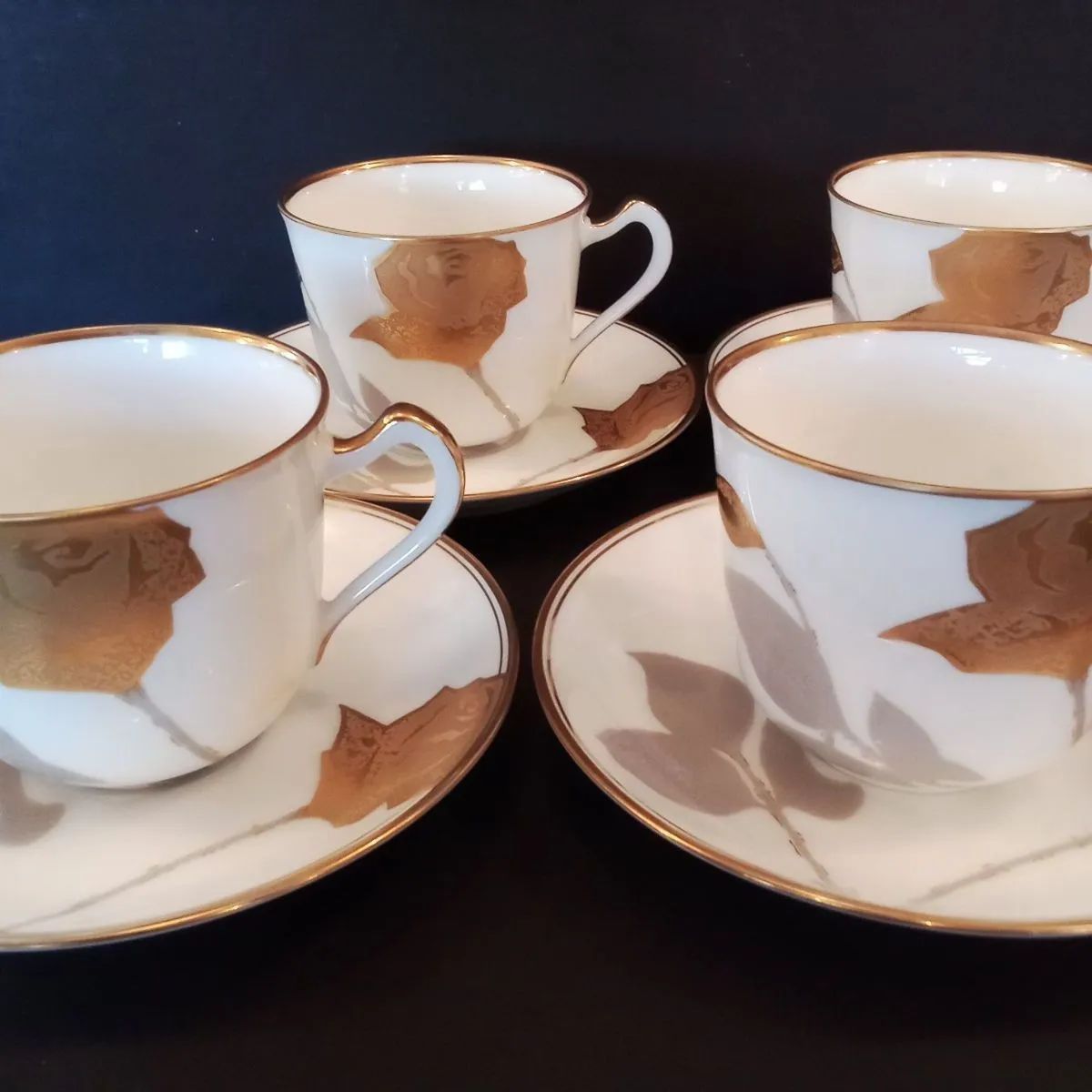 大倉陶園 金蝕薔薇 コーヒーカップ-ソーサー 4客セット