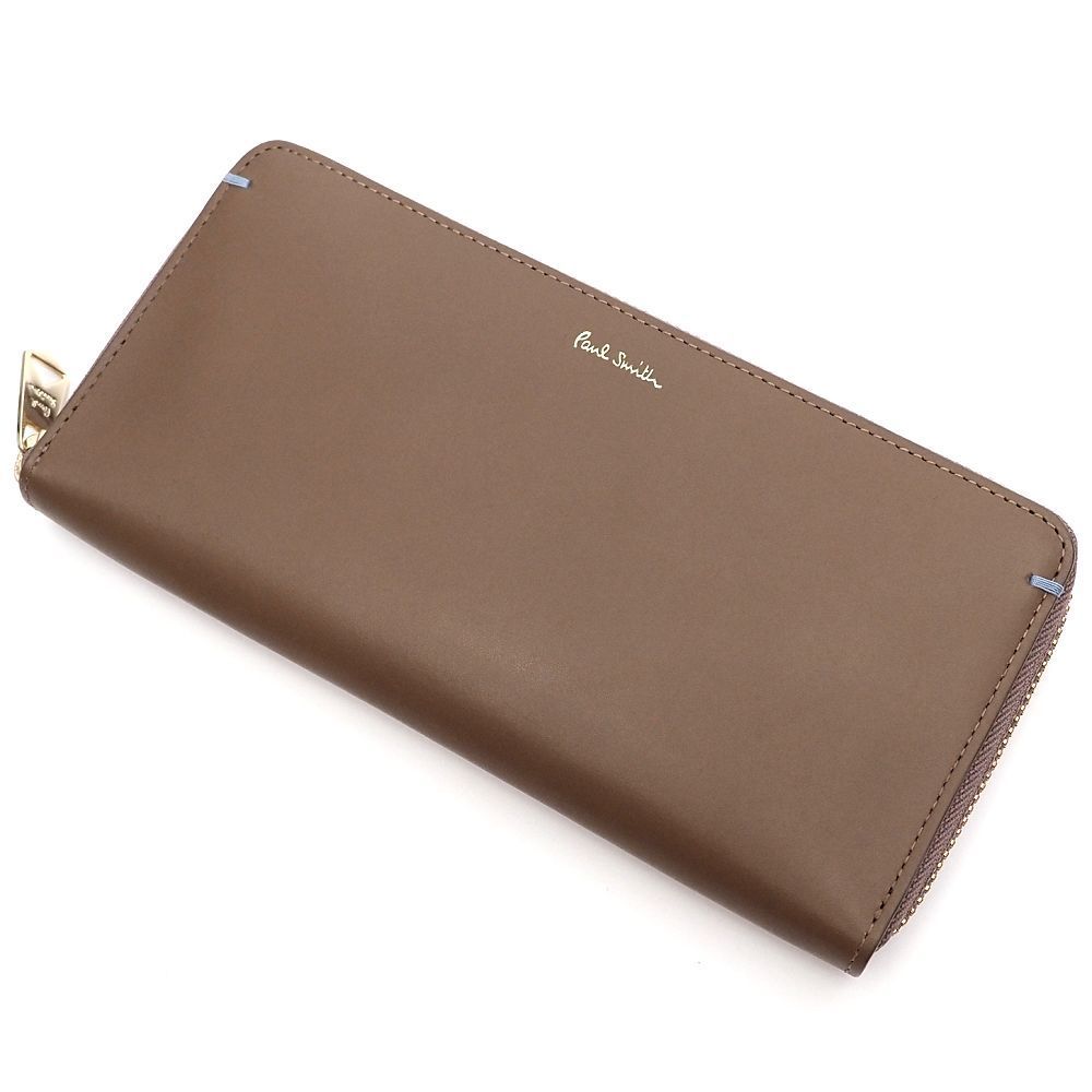 未使用品 Paul Smith サプルレザー ラウンド ウォレット 長財布 トープ 