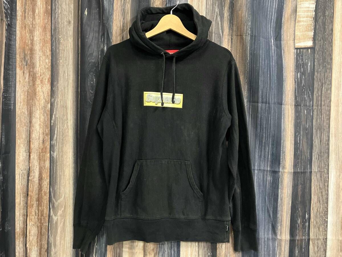 Supreme シュプリーム 12～13 SS BOX LOGO Hooded ボックスロゴフーディー パーカー ブラック xイエロー S