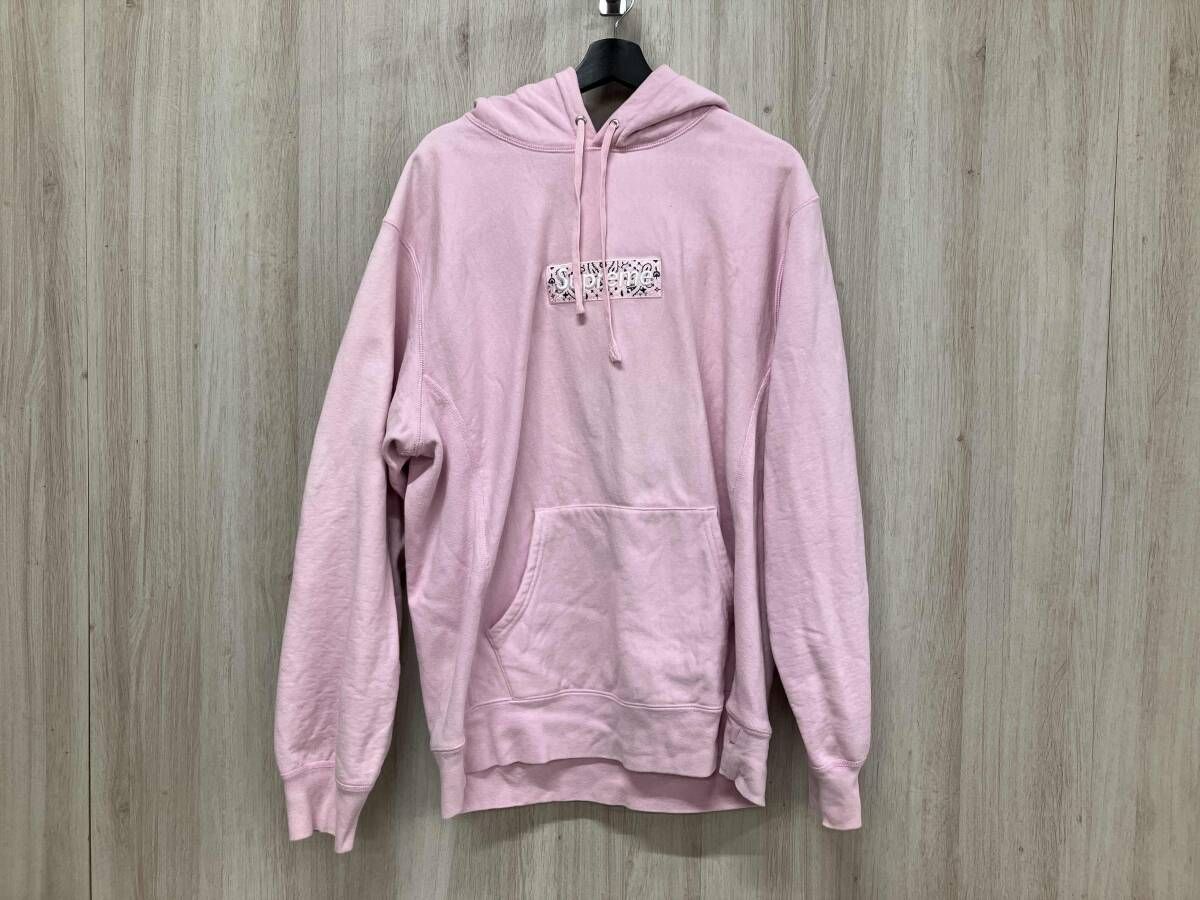 Supreme シュプリーム 19 FW Bandana Box Logo Pink ボックスロゴ パーカー プルオーバー XLサイズ ピンク