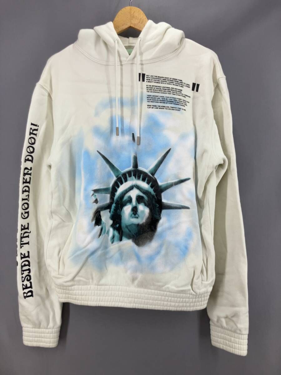 OFF-WHITE オフホワイト フーディ パーカー 裏起毛 自由の女神 サイズS ホワイト系 冬