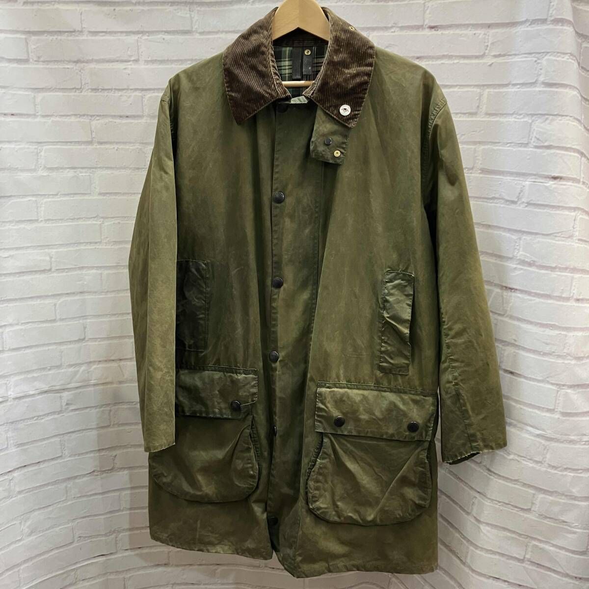 BARBOUR バブアー BORDER オイルジャケット カーキ C 38 古着 コート モスグリーン