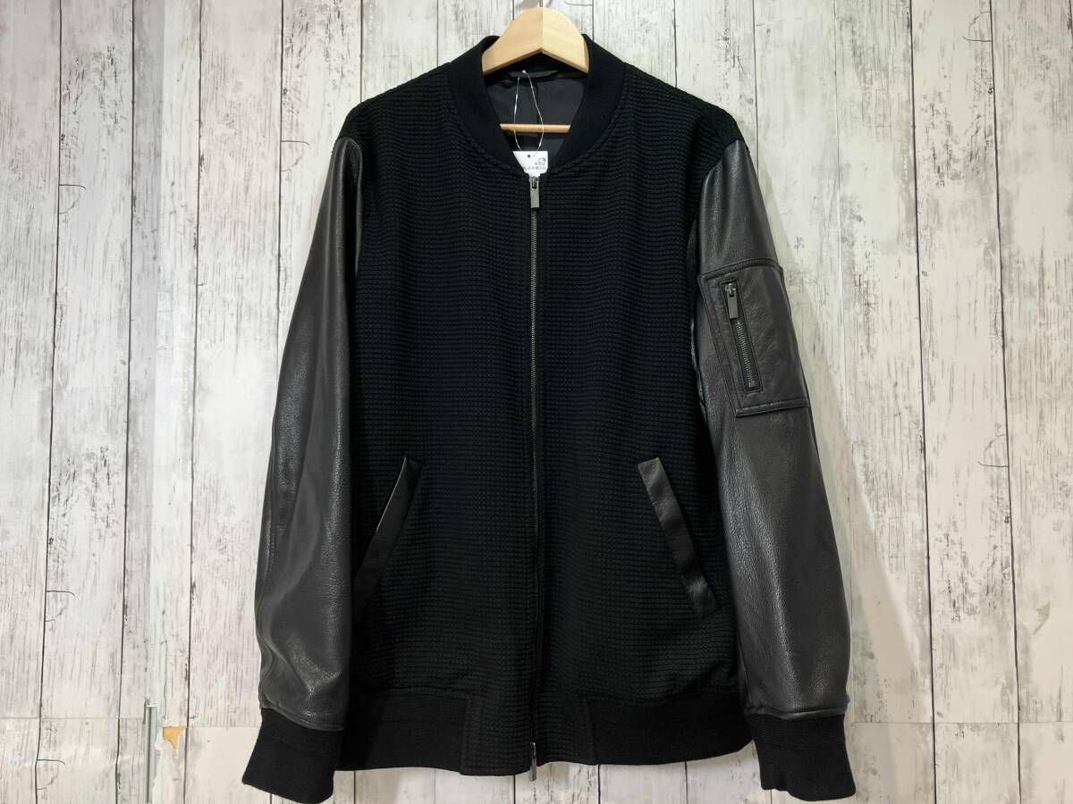 JOSEPH HOMME ジョセフオム ライトタックブロックレザー ブロッキングブルゾン レザージャケット ブラック 50