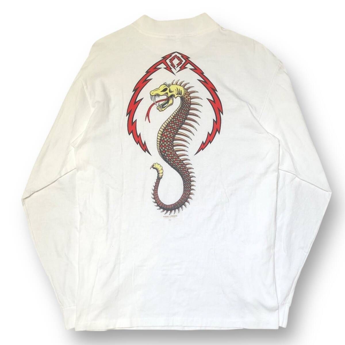 80 90 s POWELL PERALTA まわしタグMCGILL SNAKE BONE モックネック 長袖Tシャツ Мサイズ パウエルペラルタ