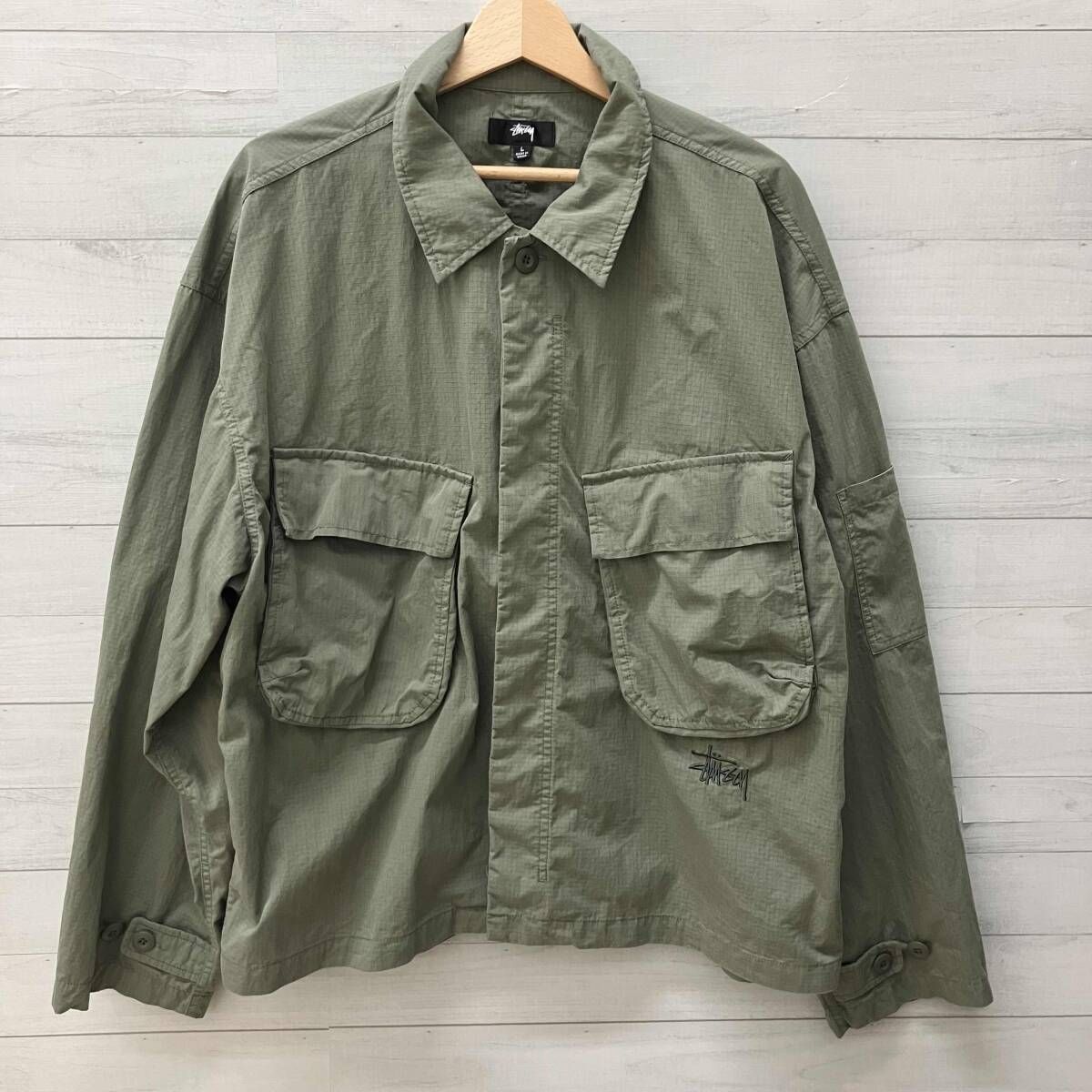 STUSSY ステューシー 1110321 MILITARY OVERSHIRT BLOUSON ブルゾン ジャケット カーキ Lサイズ