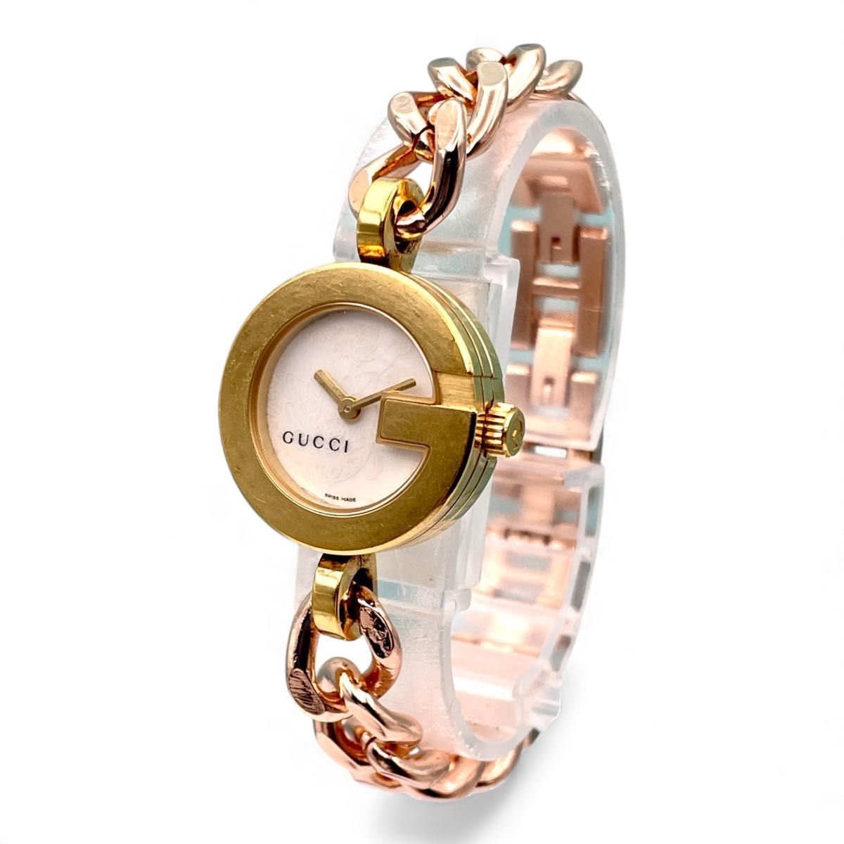 美品 □ 稼働 GUCCI グッチ 107 Gフェイス シェル文字盤 ゴールド