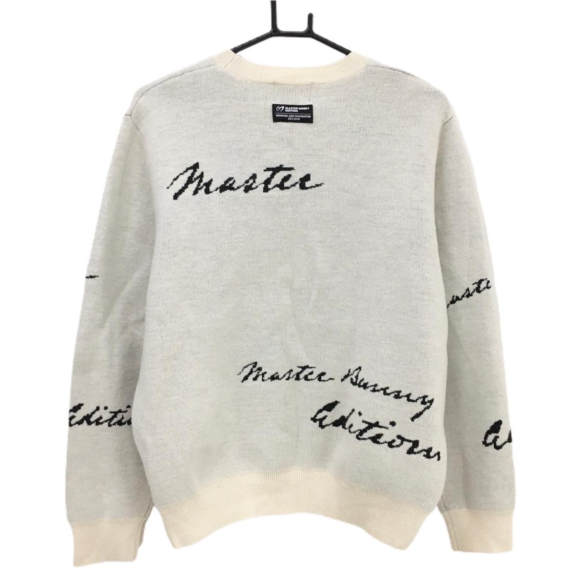 美品】マスターバニー セーター 白×黒 ロゴ総柄 ウール100% メンズ 6