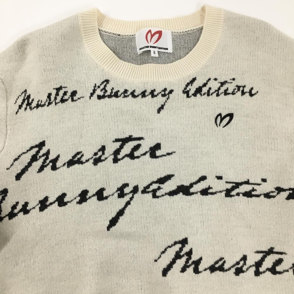 美品】マスターバニー セーター 白×黒 ロゴ総柄 ウール100% メンズ 6
