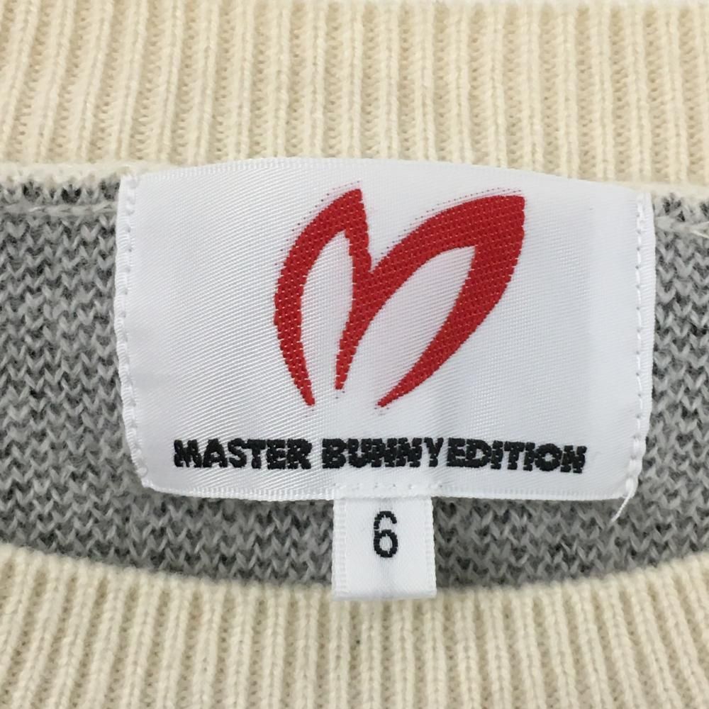 美品】マスターバニー セーター 白×黒 ロゴ総柄 ウール100% メンズ 6