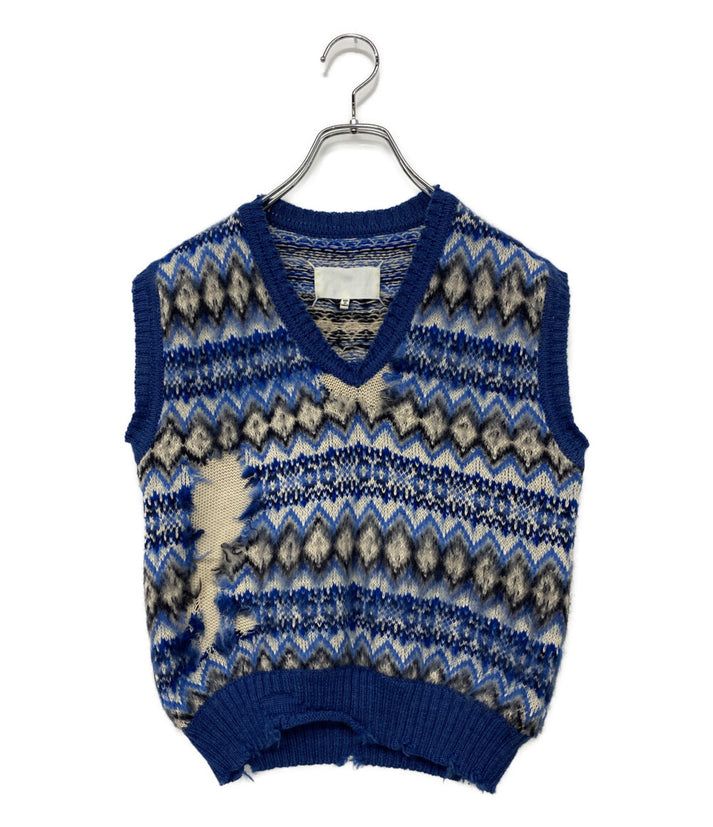 22 ss Maison Margiela ニットベスト サイズXS ブルー系柄 メゾンマルジェラ