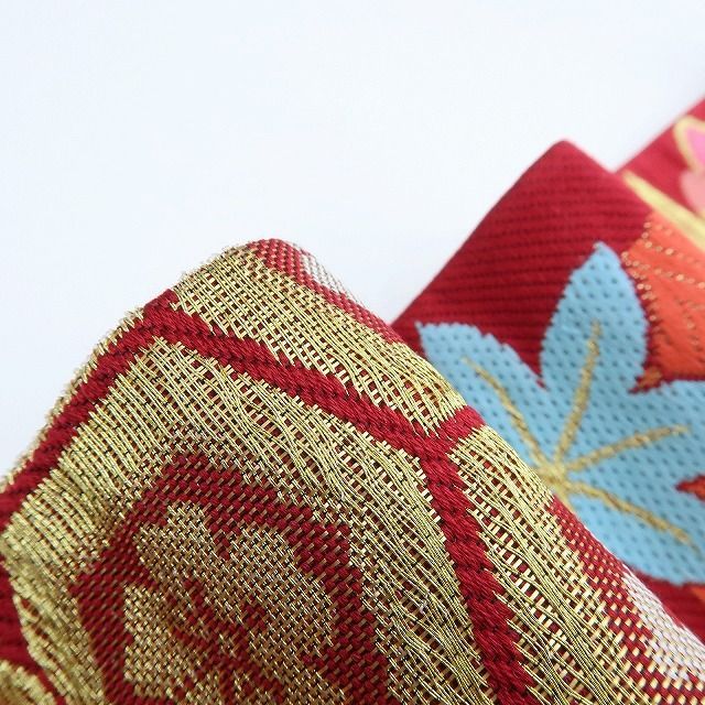 百華 O-166 正絹 桜 雪輪 着物 成人式 振袖用 袋帯