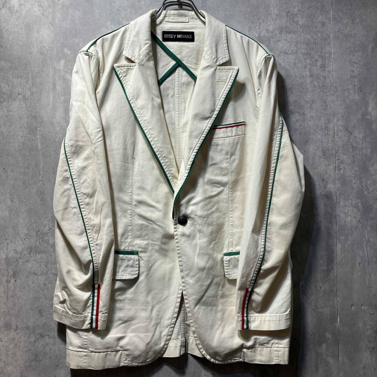 ISSEY MIYAKE MEN piping design 1 B jacket パイピングデザイン1 Bジャケット ホワイト レッド グリーン サイズ3 イッセイミヤケメン
