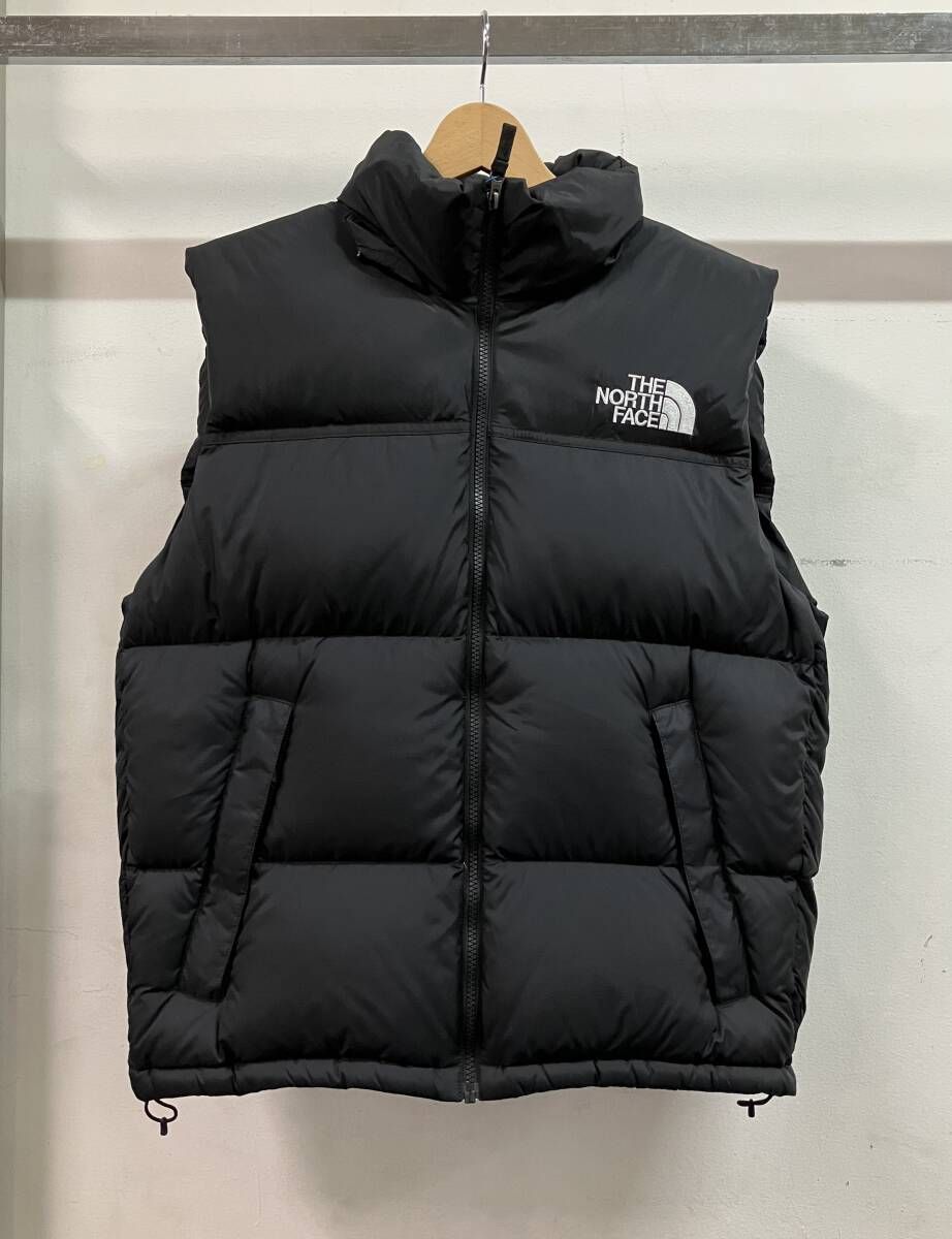 THE NORTH FACE ザノースフェイス ヌプシダウンベスト ND 92338 ベスト フード内蔵 ロゴ 刺繍 サイズM ブラック ベトナム製 ナイロン