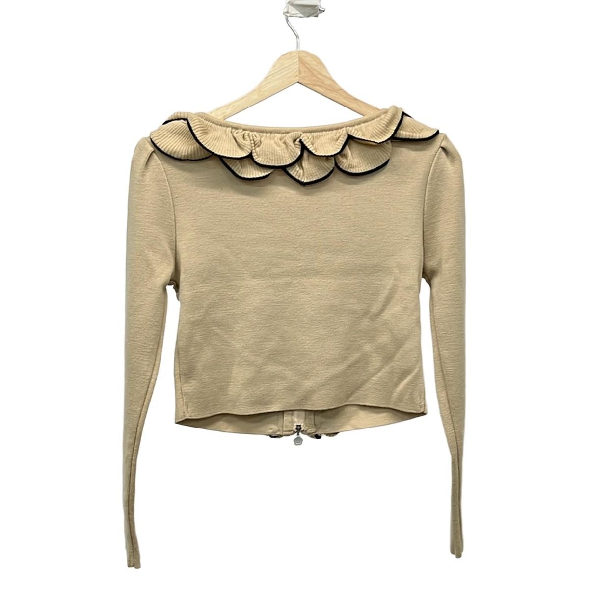 【Rene】ルネ　ブルゾン　36size 美品 Rene(ルネ) ブルゾン サイズ36美品 - ベージュ×黒 長袖/ニット/フリル