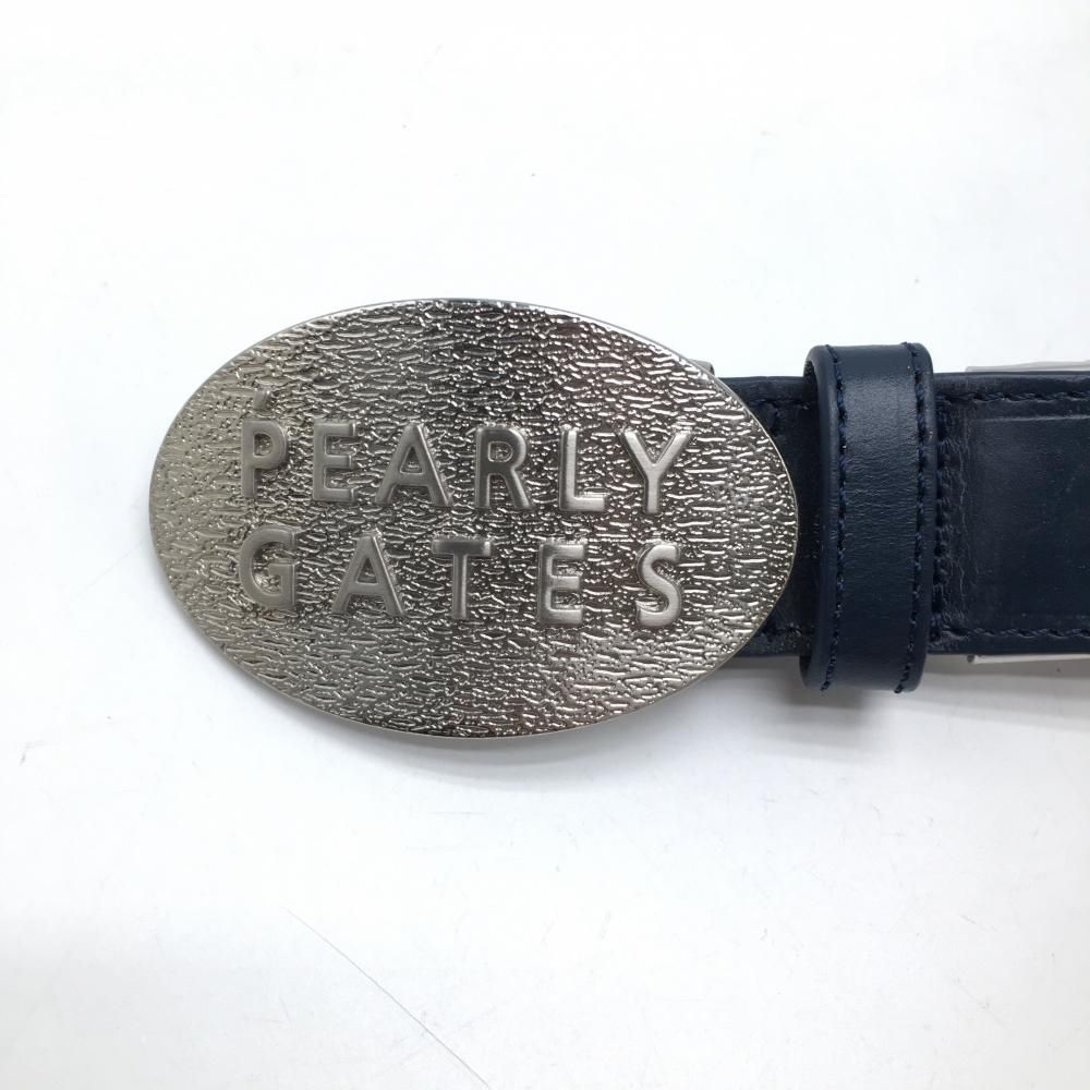パーリーゲイツ トップ式ベルト ネイビー×シルバー 30周年 シルバーロゴバックル レディース ゴルフウェア PEARLY GATES