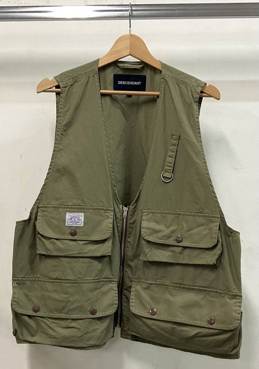 ディセンダント フィッシングベスト ベスト サイズ3 22 SS オリーブ YKK コットン ナイロン ポリエステル